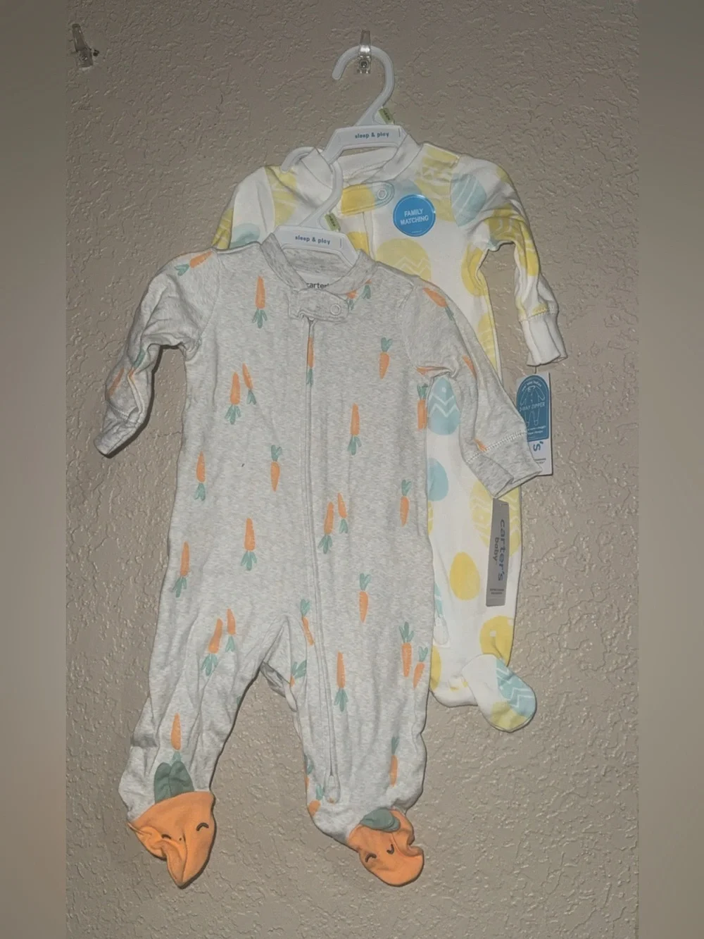 Carter's Gray Footed One-Piece with Orange Carrot Print